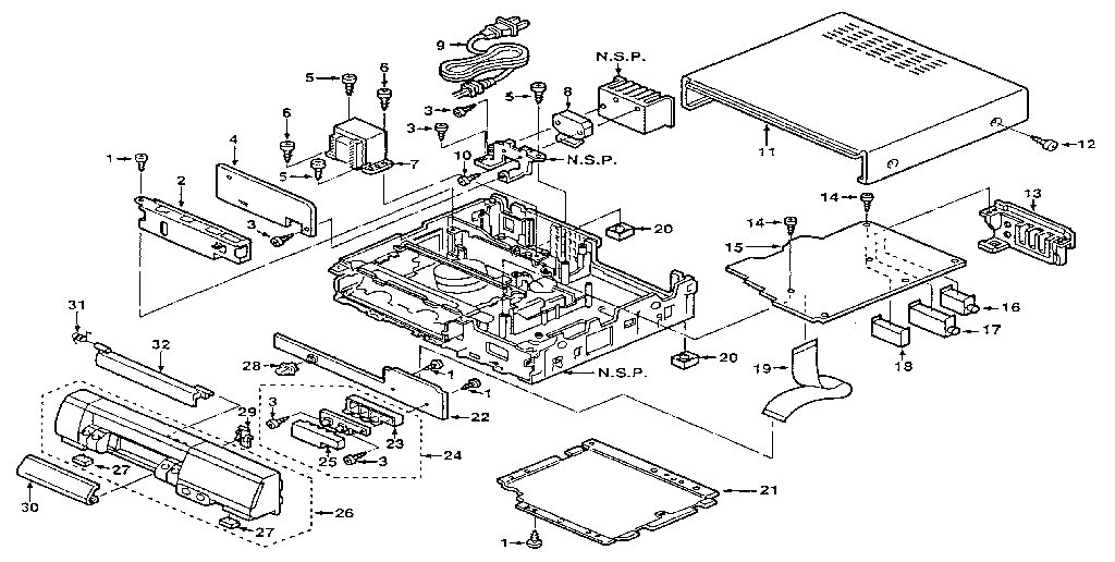 Fisher FVH4504 cabinet and chassis diagram