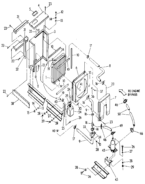 Generac 9350-3 radiator (models 9350-3 & 9351-3) diagram