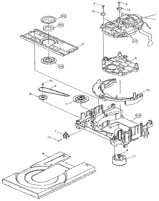 Pioneer PD-101 mechanism-disc diagram