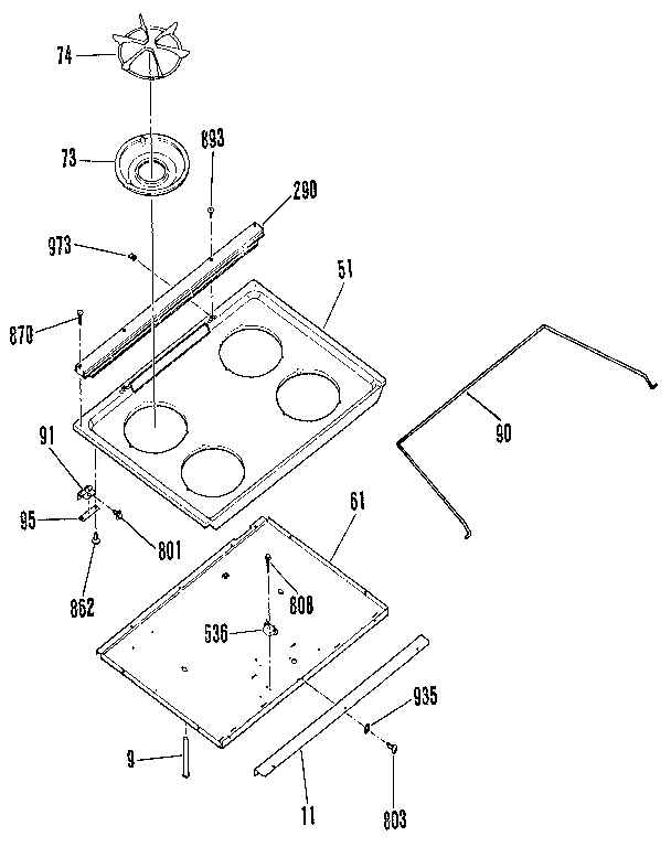 Kenmore 9113522190 main top section diagram