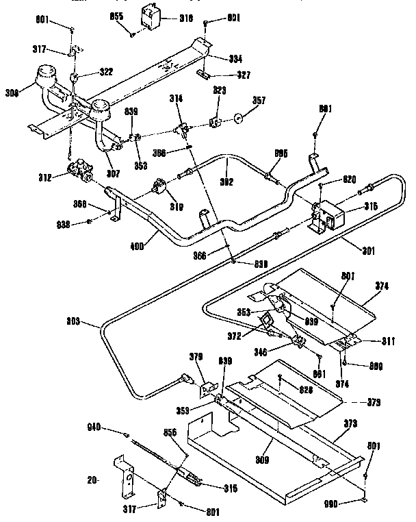 Kenmore 9113522190 burner section diagram