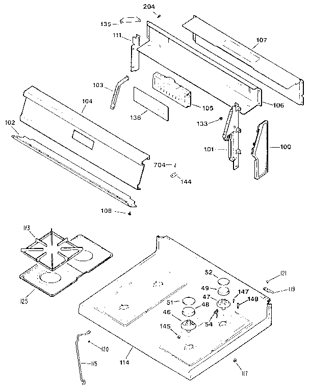 Kenmore 3627361891 main top section diagram