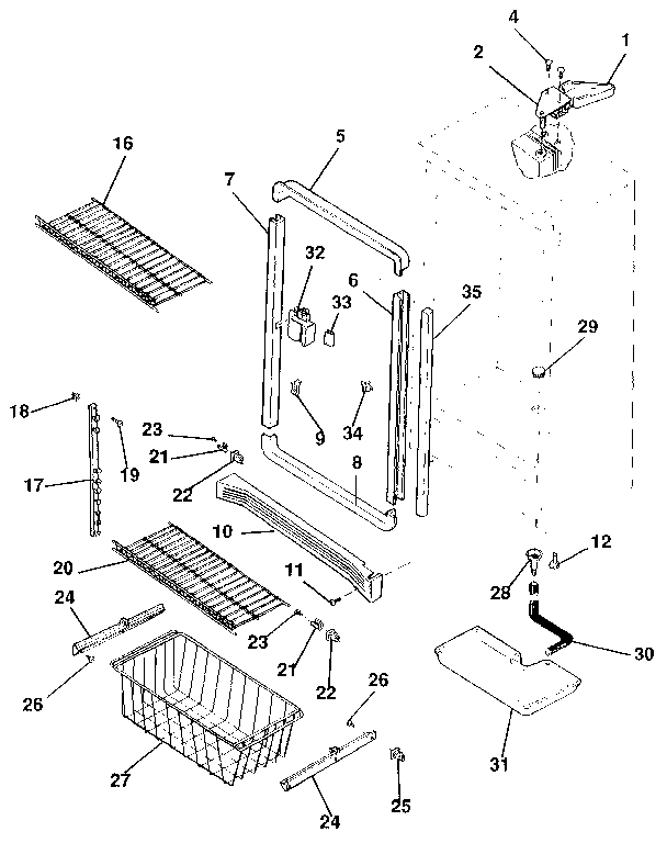 Kenmore 2539218783 cabinet diagram