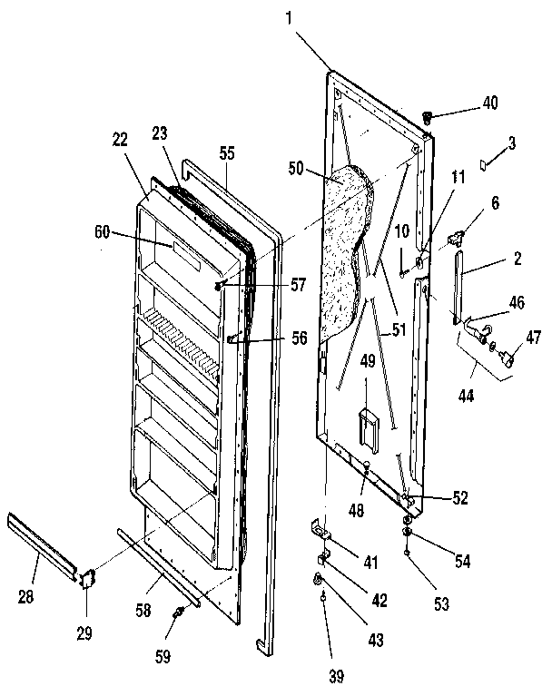 Kenmore 2539209383 door diagram