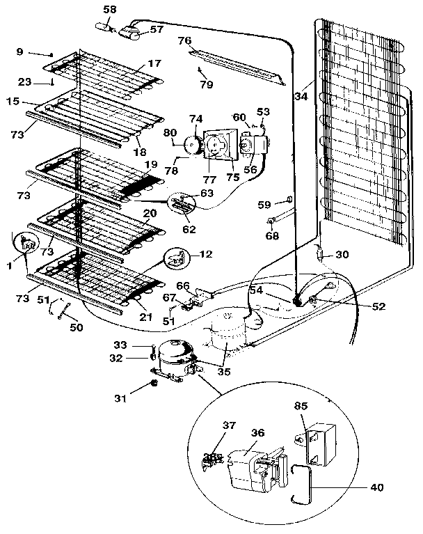 Kenmore 2539209383 liner diagram