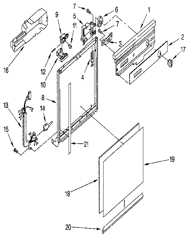Whirlpool DU8400XX2 frame and console diagram
