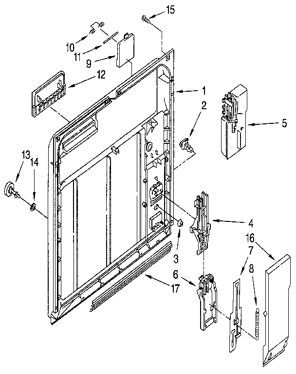Whirlpool DU8400XX2 inner door diagram