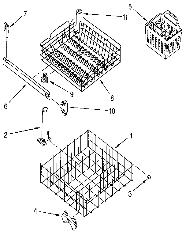 Whirlpool DU8400XX2 dishrack diagram