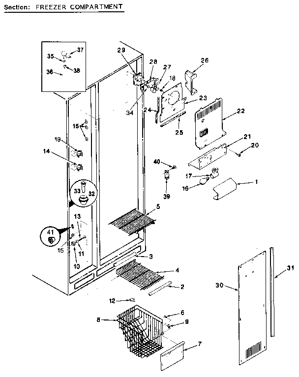 Jenn-Air JRSD246B/MCQ82A freezer section diagram