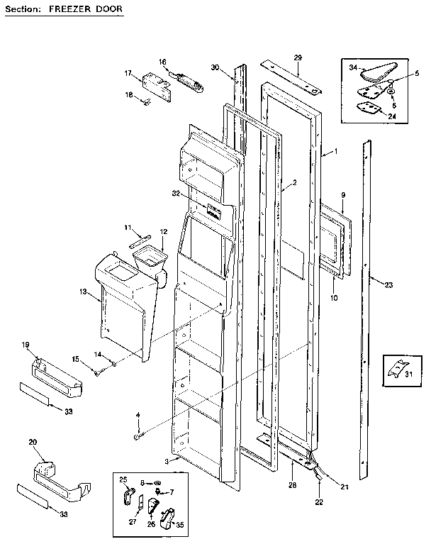 Jenn-Air JRSD246B/MCQ82A freezer door diagram