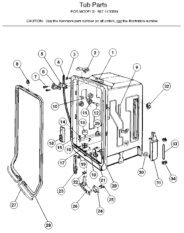 Kenmore 5871430591 tub assembly diagram