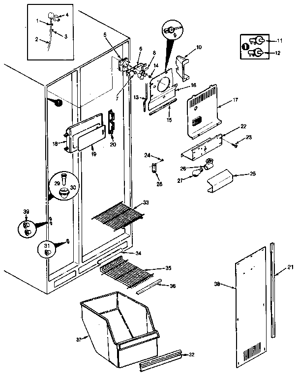 Jenn-Air JRSD226B/MAQ31A freezer compartment diagram