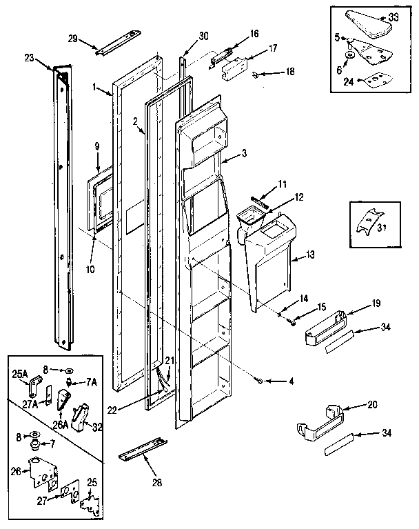 Jenn-Air JRSD226B/MAQ31A freezer door diagram