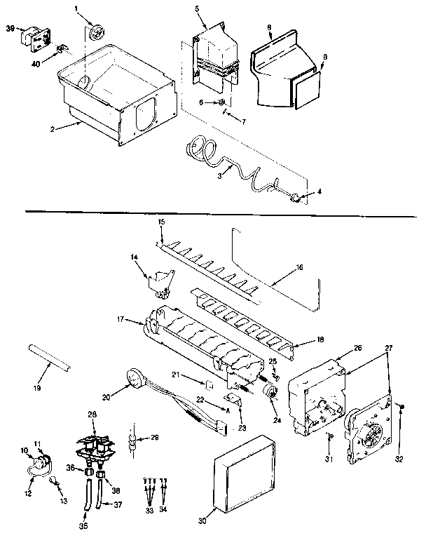 Jenn-Air JRSD226B/MAQ31A ice maker & bin diagram