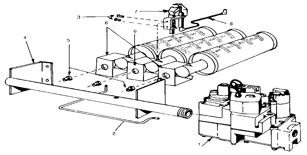 Dunkirk XEB-4 natural gas burners & manifold diagram