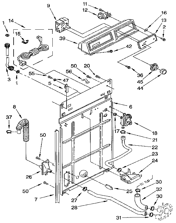 Kenmore 11091210100 control and rear panel diagram
