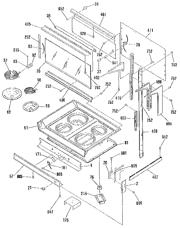 Kenmore 9119871192 main top section diagram