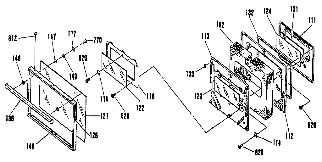 Kenmore 9119871192 oven door section diagram