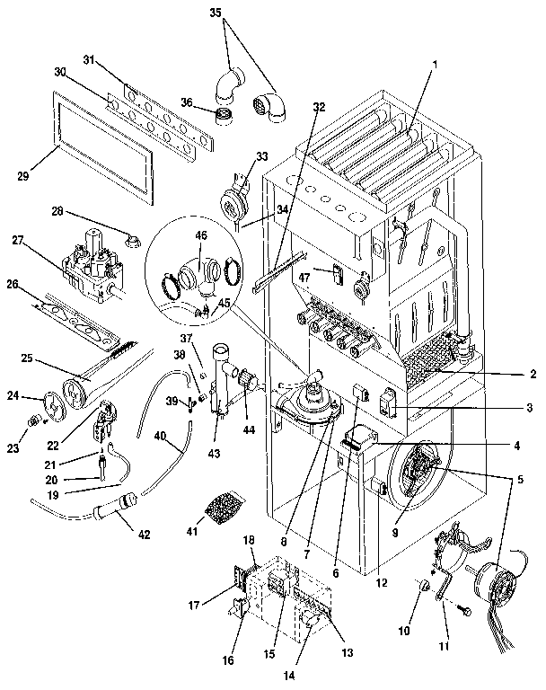 ICP NULS100BH03 functional replacement parts diagram