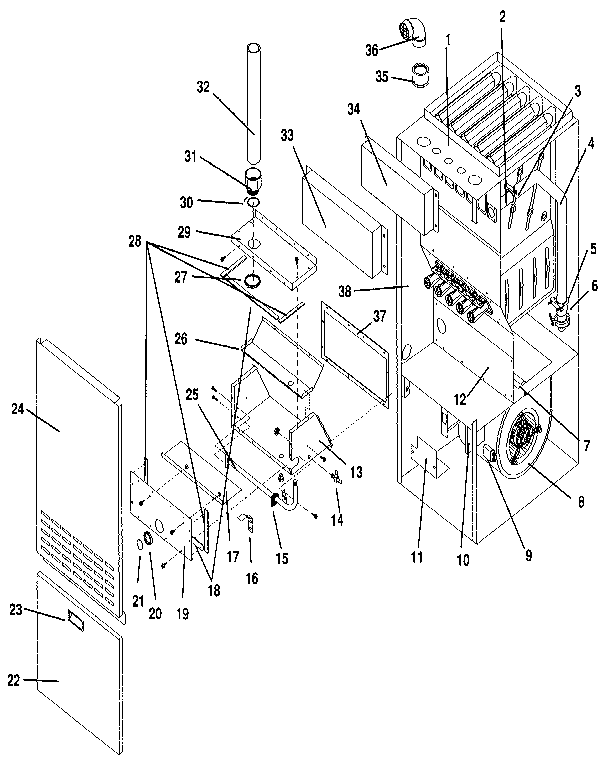 ICP NULS125AK03 non-functional replacement parts diagram