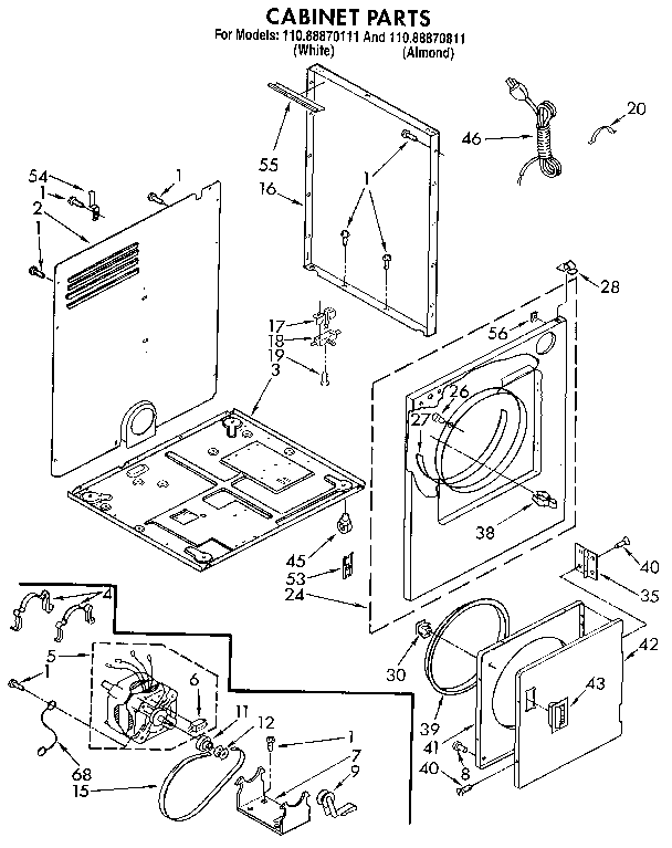 Kenmore 11088870811 cabinet diagram