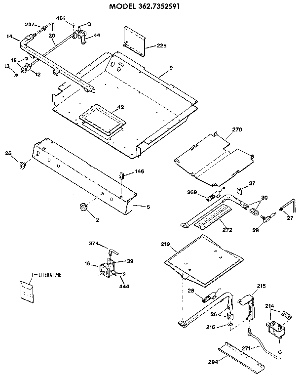 Kenmore 3627352591 burner section diagram