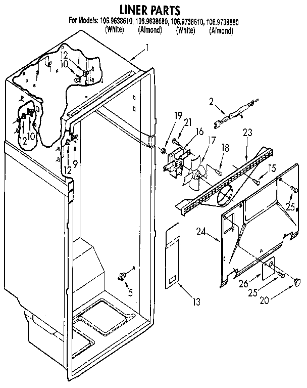 Kenmore 1069738610 liner diagram