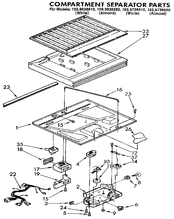 Kenmore 1069738610 compartment separator diagram