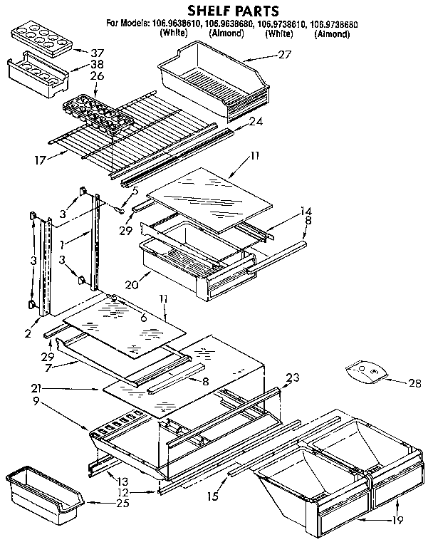 Kenmore 1069738610 shelf diagram