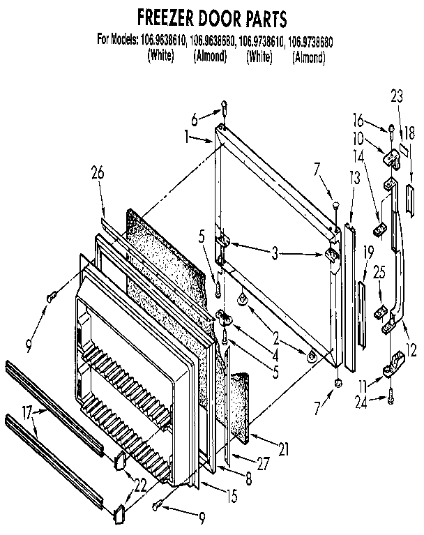 Kenmore 1069738610 freezer door diagram