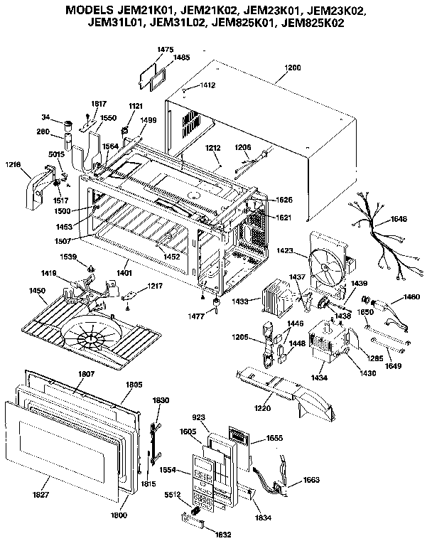 GE JEM21K02 microwave parts diagram