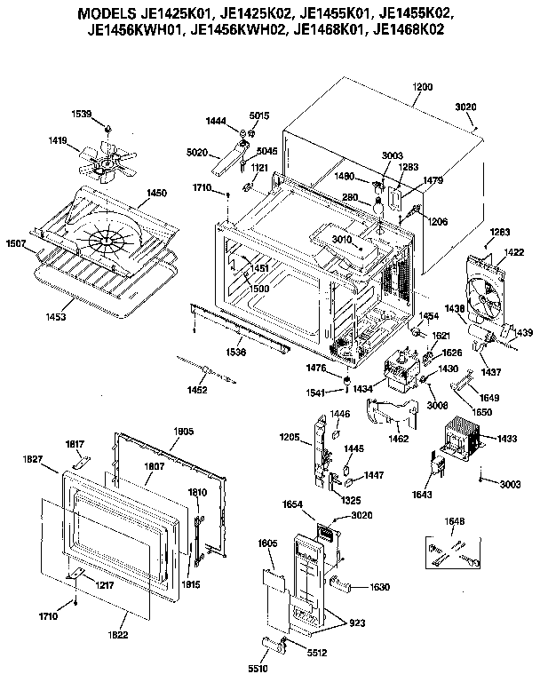 GE JE1456KWH01 microwave parts diagram