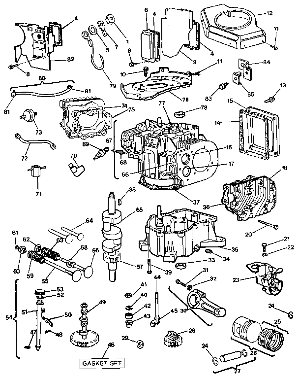 Craftsman 917255920 cylinder / crankshaft and rods diagram