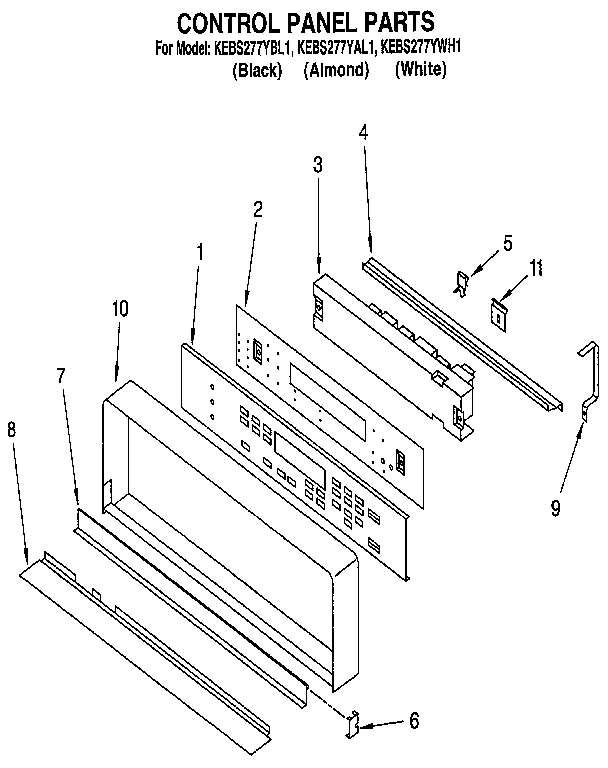 KitchenAid KEBS277YAL1 control panel diagram