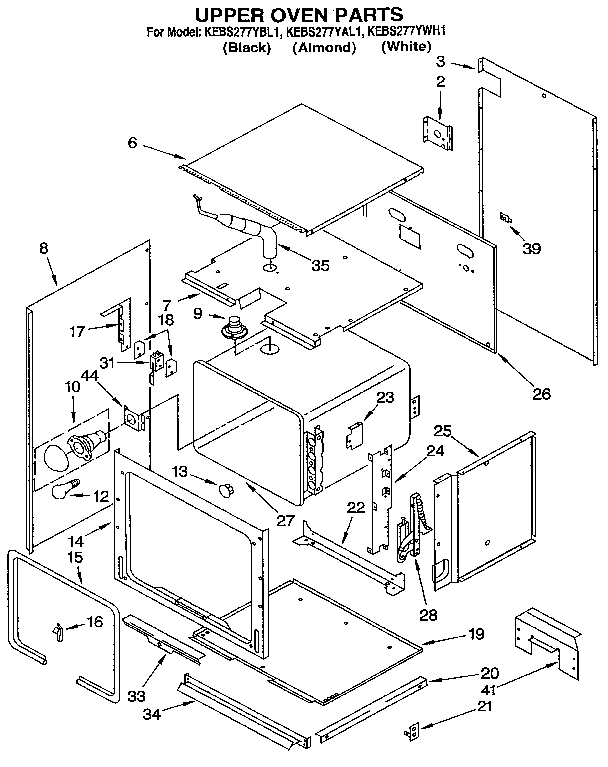 KitchenAid KEBS277YAL1 upper oven diagram