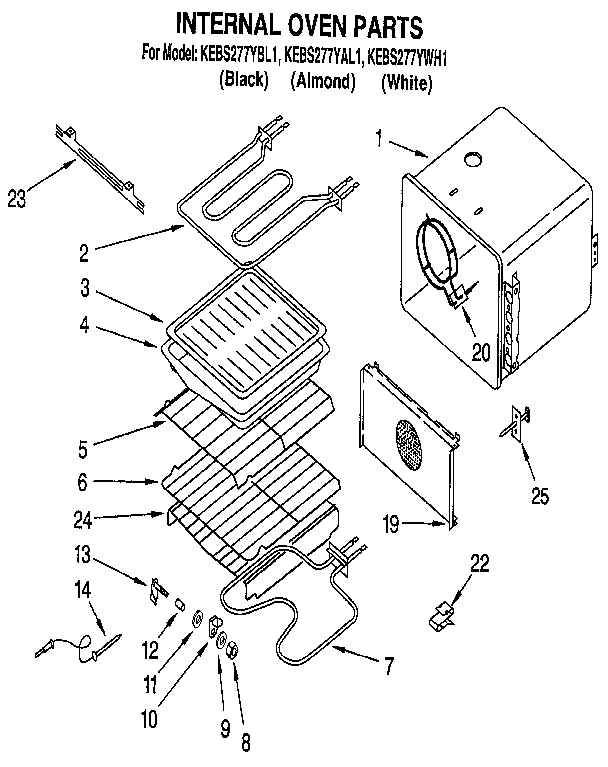 KitchenAid KEBS277YAL1 internal oven diagram