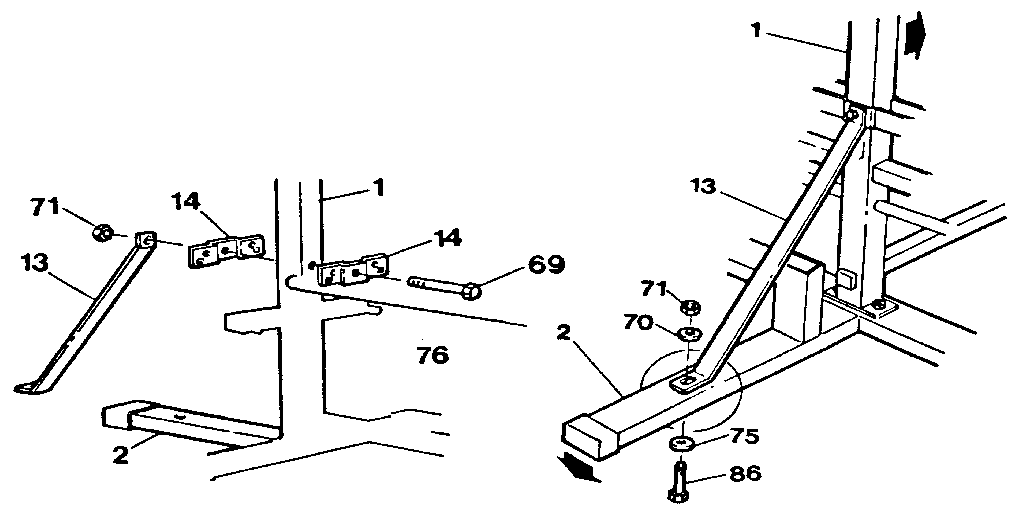 Weider E225 (STANDARD CYLINDER) bracket assemblies diagram