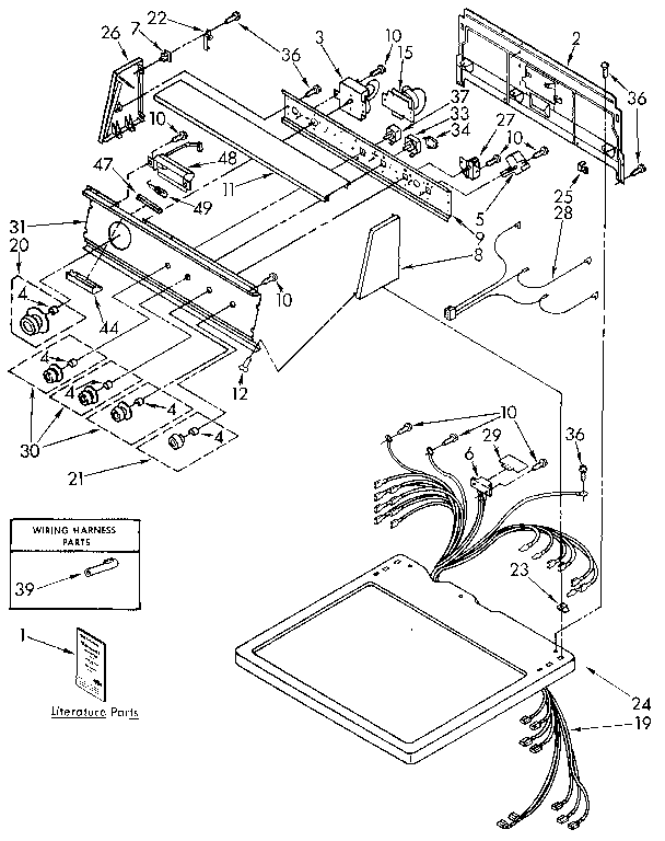 Kenmore 11096293800 top and console parts diagram