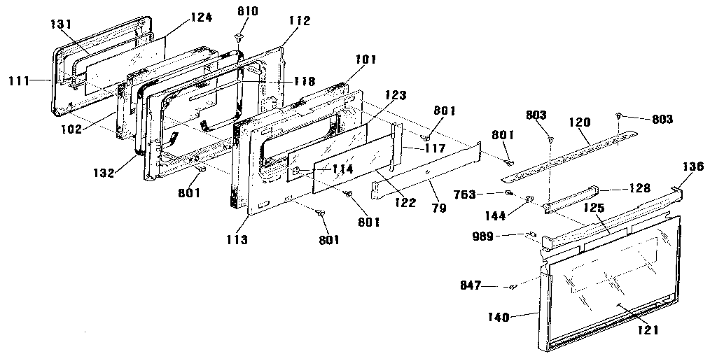 Kenmore 9114132991 upper door section diagram