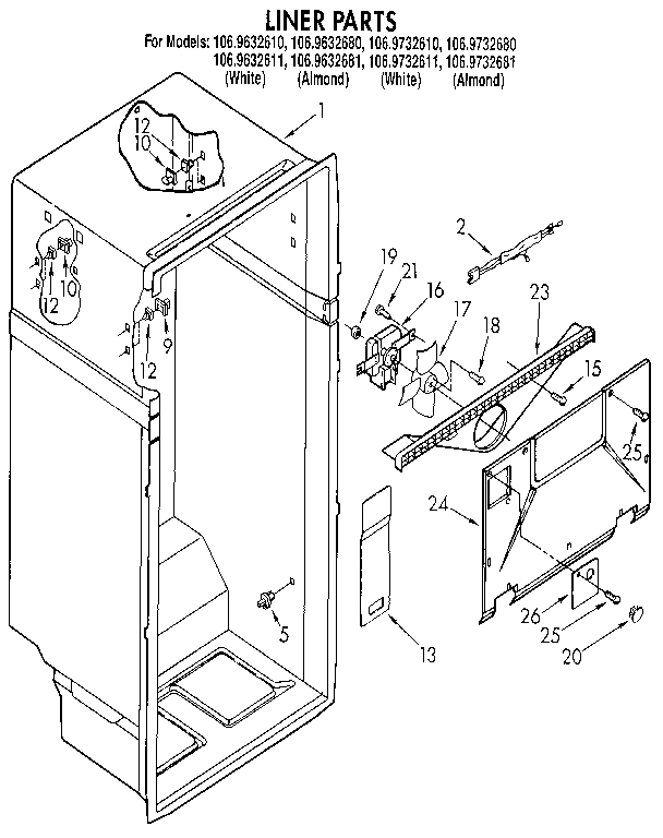 Kenmore 1069732681 liner diagram