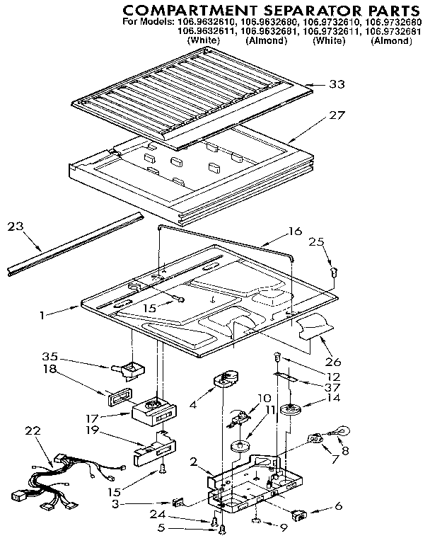 Kenmore 1069732681 compartment separator diagram