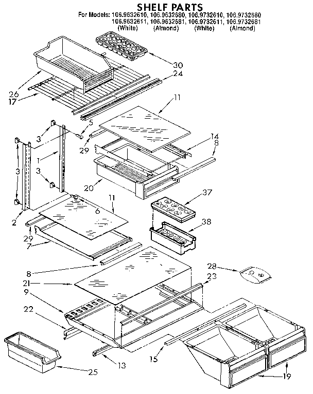 Kenmore 1069732681 shelf diagram