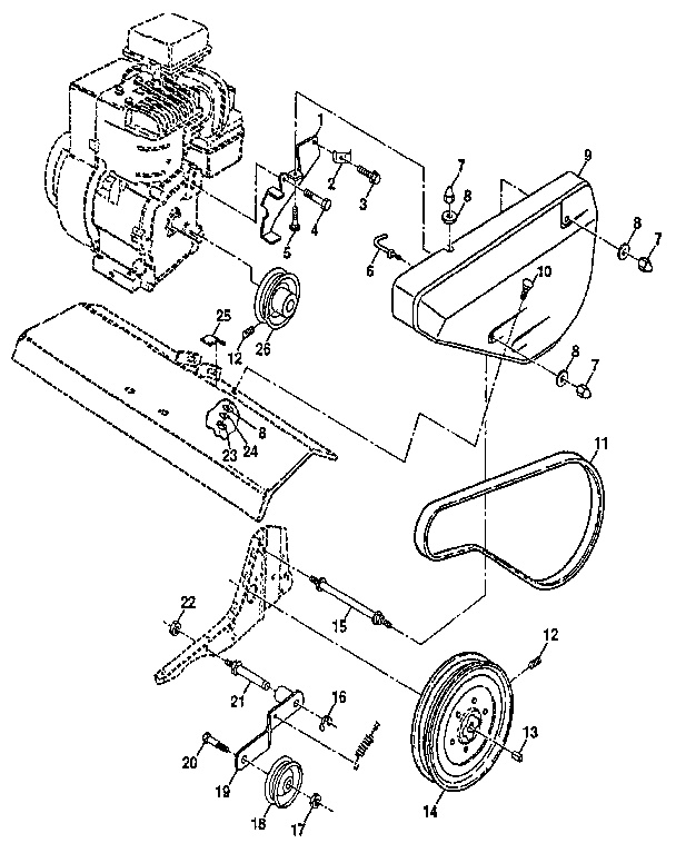 Craftsman 917298352 belt guard and pulley assembly diagram