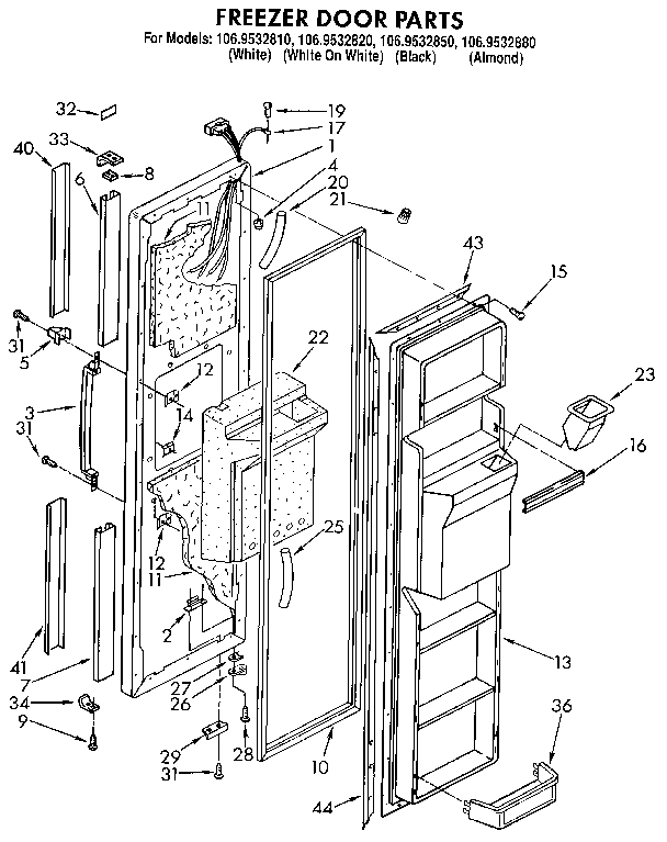 Kenmore 1069532880 freezer door diagram