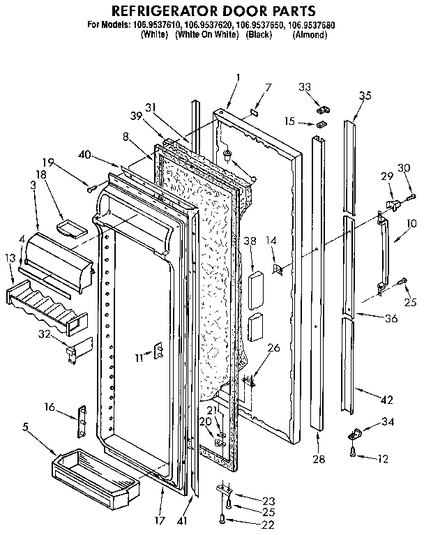 Kenmore 1069537610 refrigerator door diagram