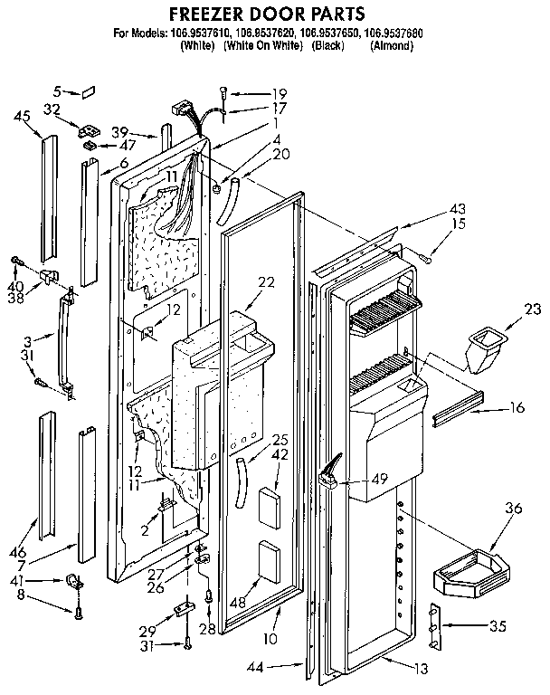 Kenmore 1069537610 freezer door diagram