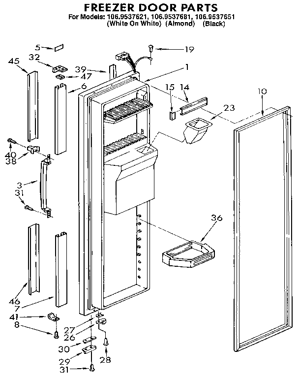 Kenmore 1069537651 freezer door diagram