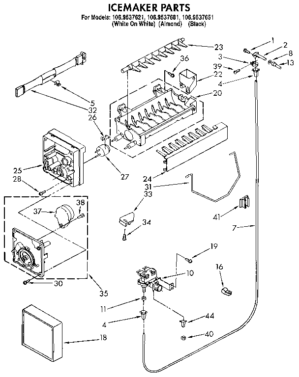 Kenmore 1069537651 icemaker diagram