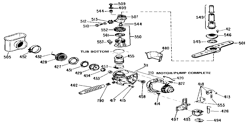 Kenmore 3631572591 motor pump mechanism diagram