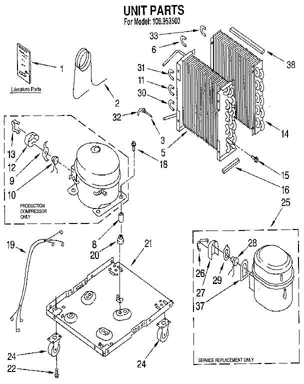 Kenmore 106953500 unit diagram